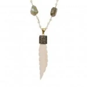 DIAMOND & BONE FEATHER NECKLACE