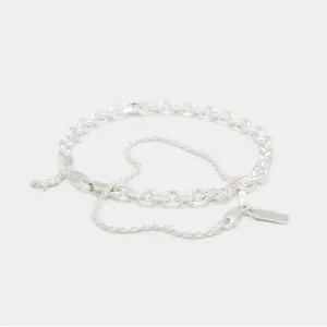 Diamond Cut Bracelet Stack in Silver for Him