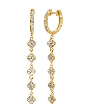 Diamond Earrings - 10ct Yellow Gold Diamond Set Drop Earrings - 784307