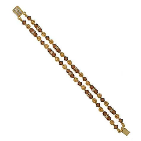 Double Row Brown Beaded Bracelet