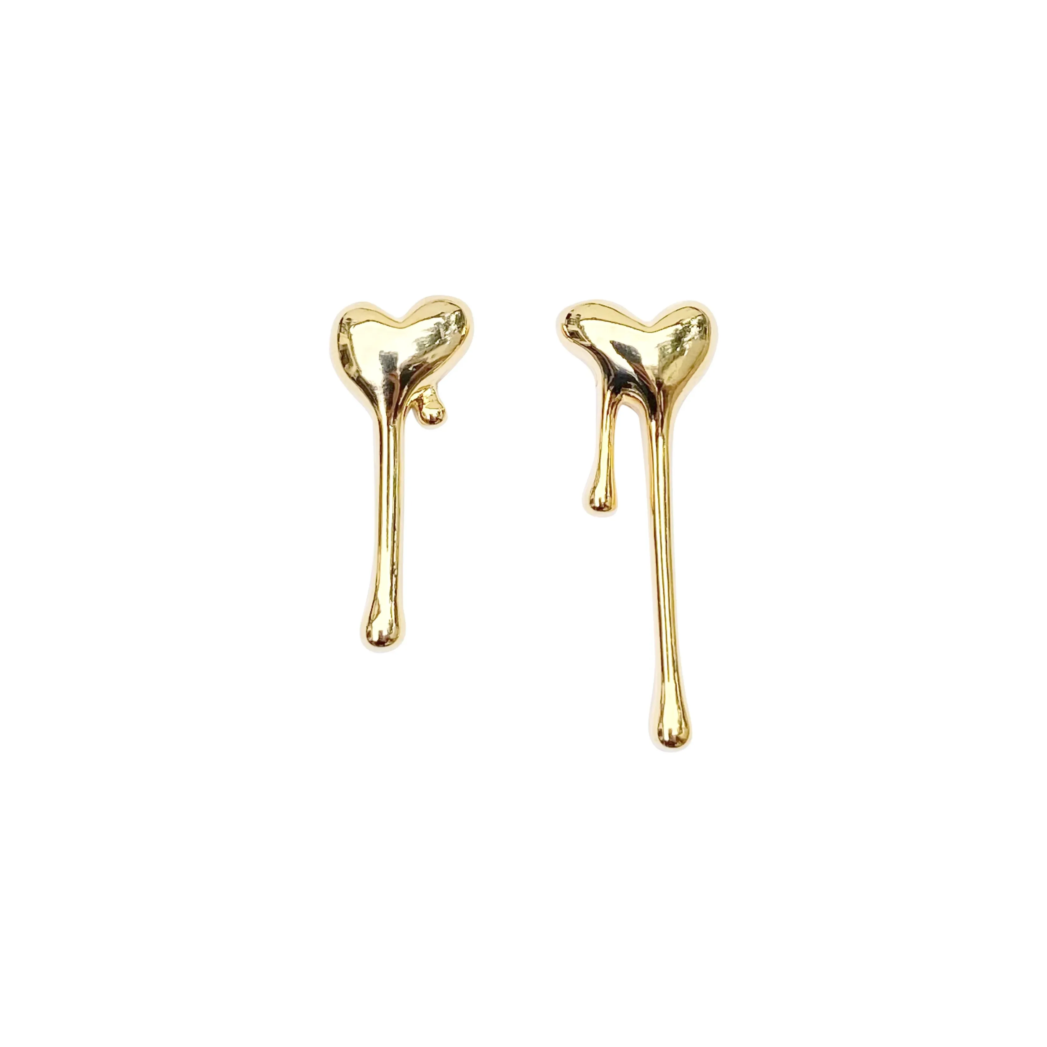 Dripping Hearts Rebel Earrings - Gold