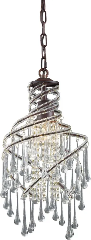 Elise 1 Light Pendant In Rust With Crystal Accents