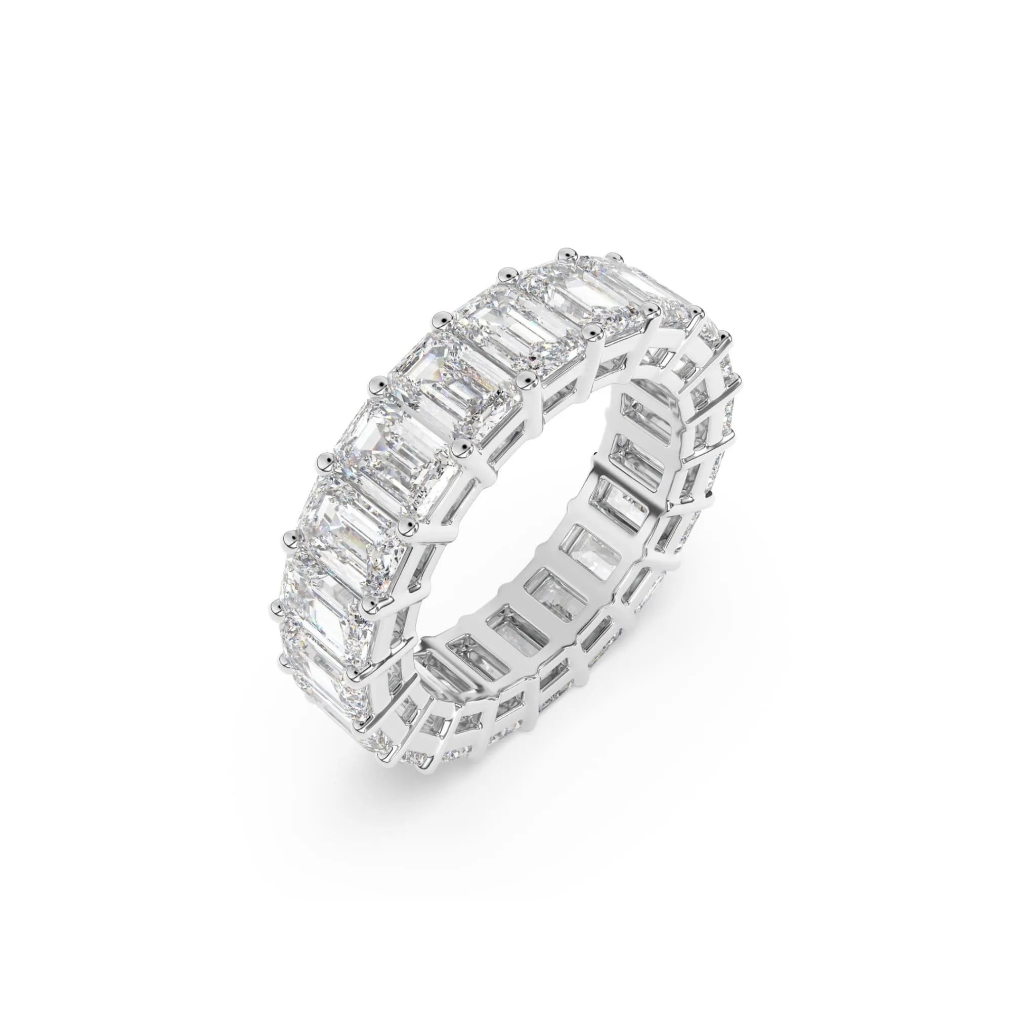 Emerald Cut White Topaz Eternity Ring