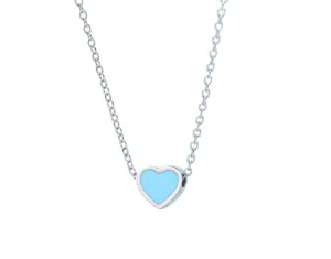 Enamel Silver Sliding Heart Necklace