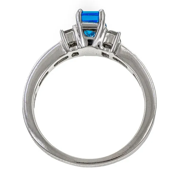 Estate Blue Topaz & Diamond Ring