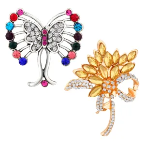 Floral and Butterfly Shaped Lapel Pin / Brooch