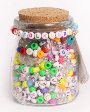 FOLKLORE Multicolor Round Letter and Guitar Charm DIY Bead Jar