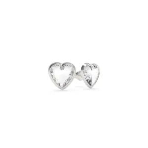 From Guess With Love Crystal Heart Silver Stud Earrings UBE70039