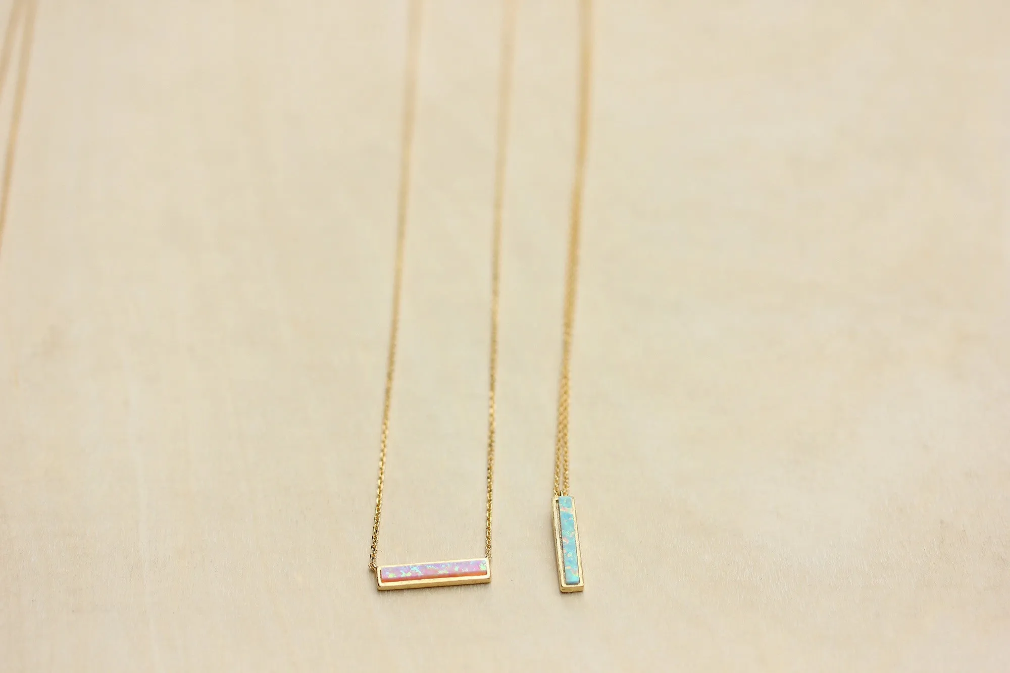 Gemstone Opal Bar Necklace