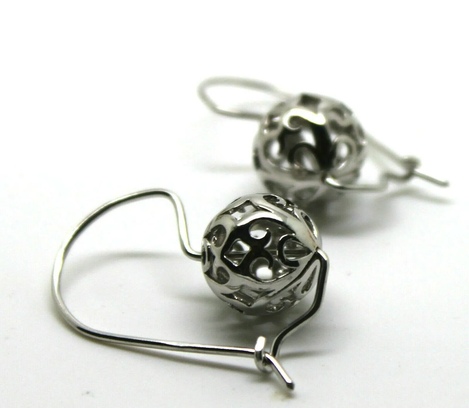 Genuine 9ct 9k Yellow, Rose Or White Gold Large Heavy 12mm Euro Ball Drop Filigree Earrings