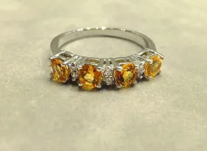 Genuine Citrine Gemstone Band Ring