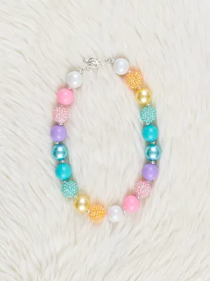 Gold & Teal Sparkle Bubblegum Necklace