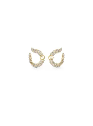 Gold Crystal Illusion Logo Stud Earrings