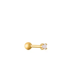 Gold Kyoto Opal Cabochon Barbell Single Earring