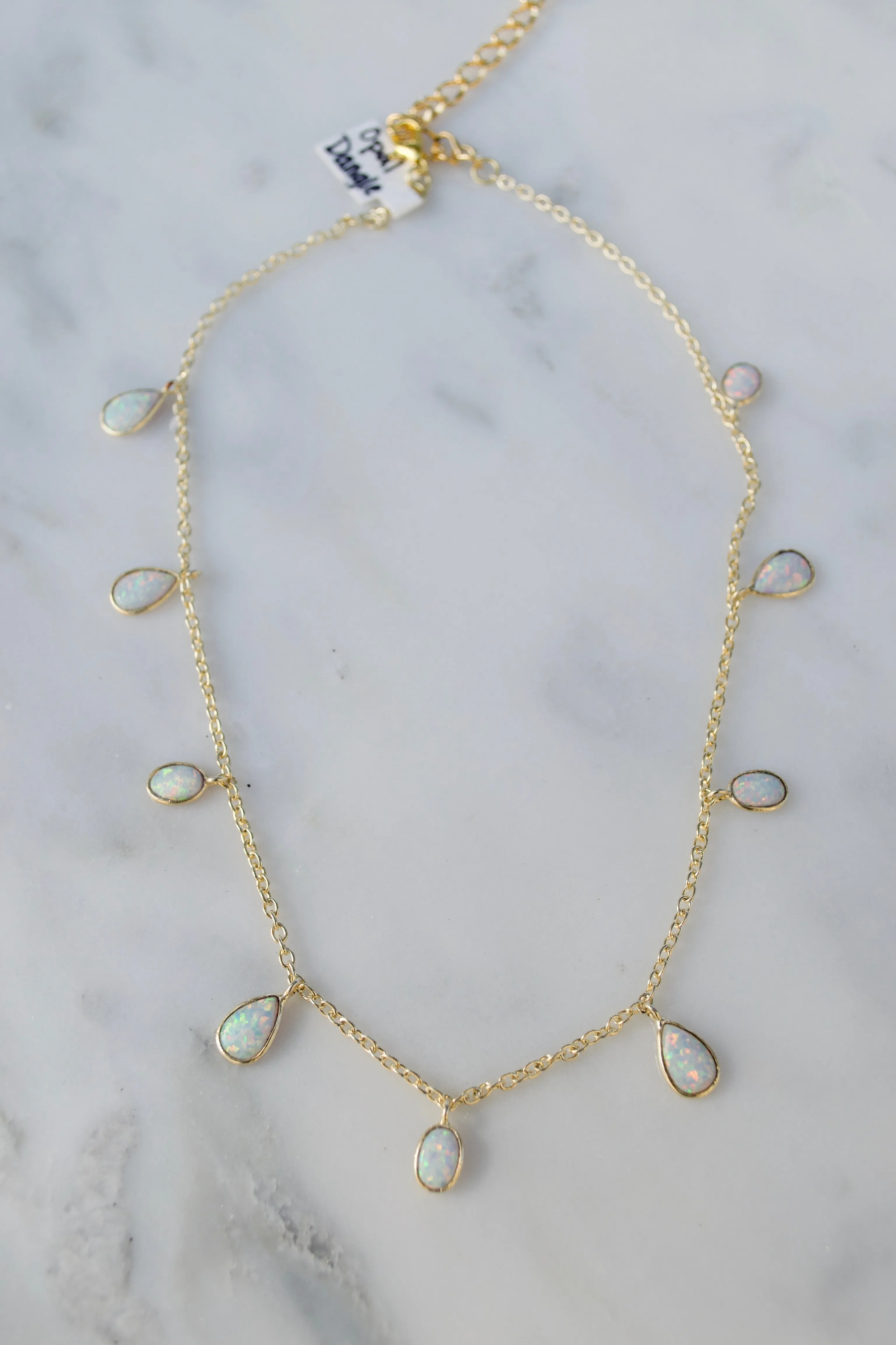 Gold Opal Dangle Choker