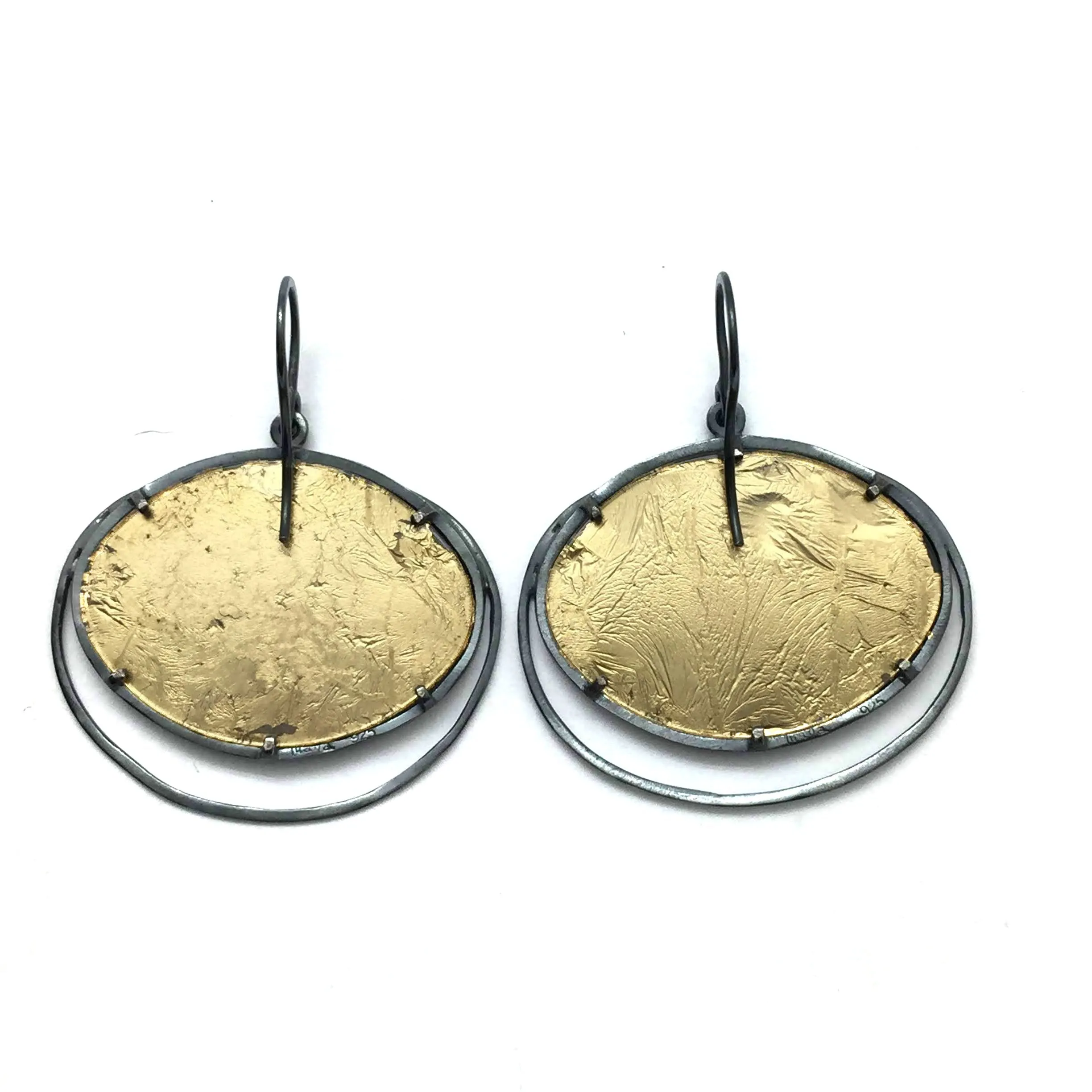 Golden Leaf Ellipse Earrings