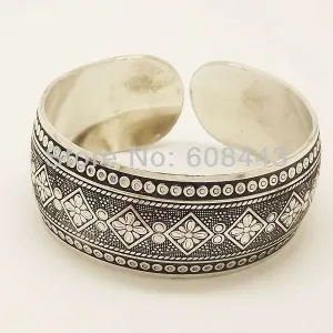 Gypsy Square Flower Metal Tibetan Silver Vintage Retro Tribal Fashion Bracelet Bangle