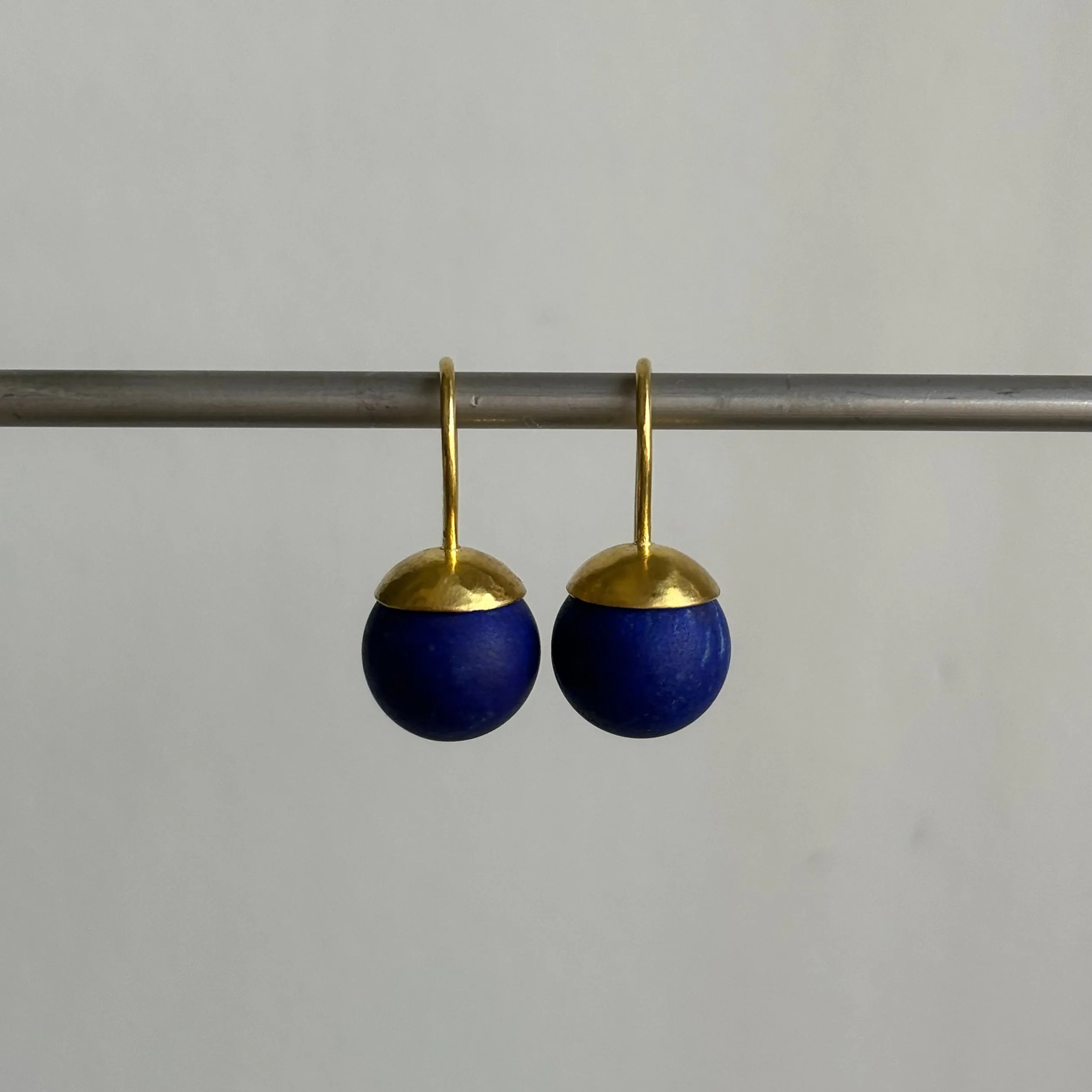 Hammered Dome Lapis Earrings