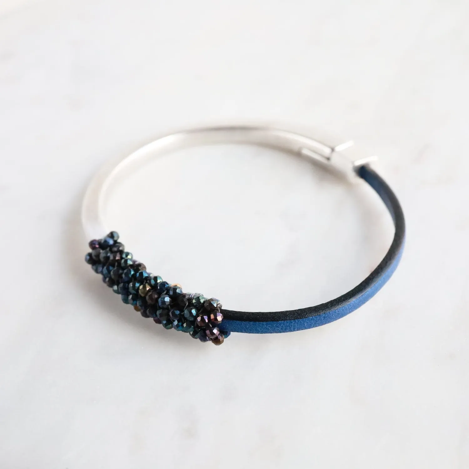 Hand Stitched Mystic Blue Spinel Bracelet