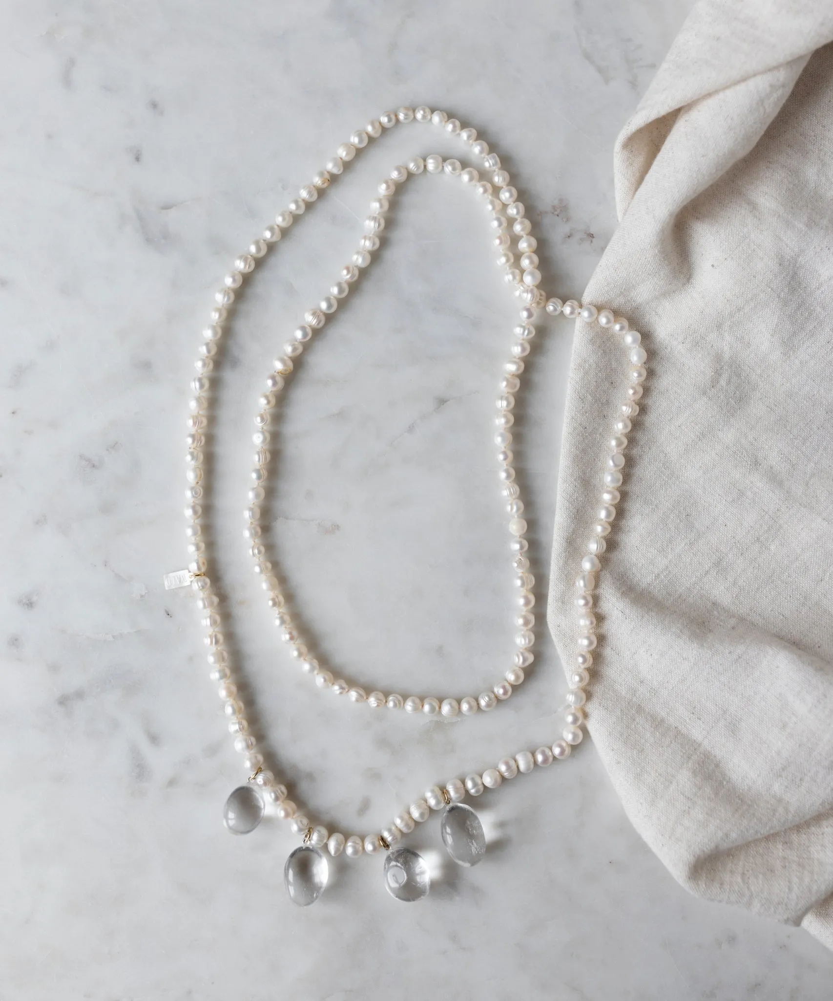 Happy Holidays Long Pearl Drop Necklace