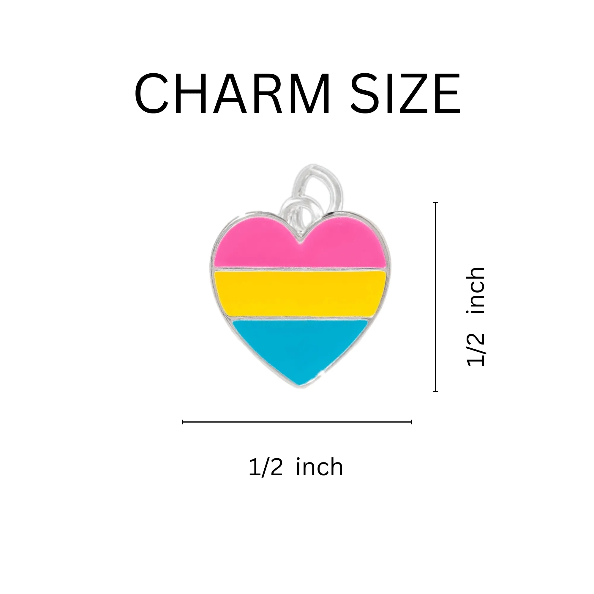 Heart-Shaped Pansexual Flag Charm Beaded Bracelets