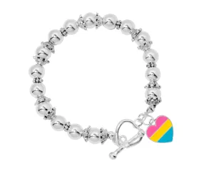 Heart-Shaped Pansexual Flag Charm Beaded Bracelets