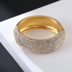 Heavy Duty Metallic Diamond Drum Shaped Gold Plated Bracelet