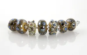 Ivory Silver Lampwork Bead Set SRA