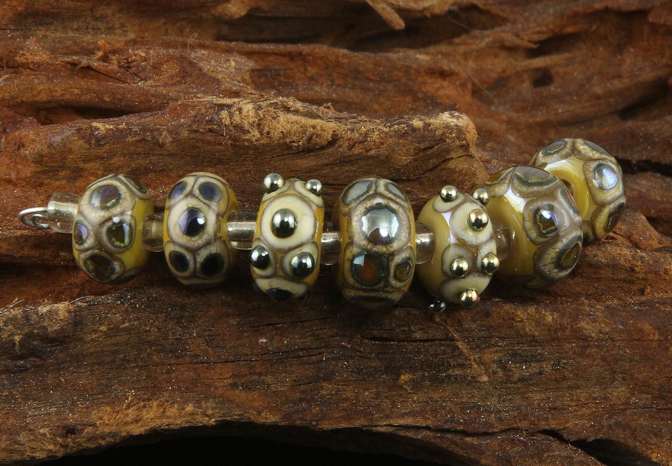 Ivory Silver Lampwork Bead Set SRA