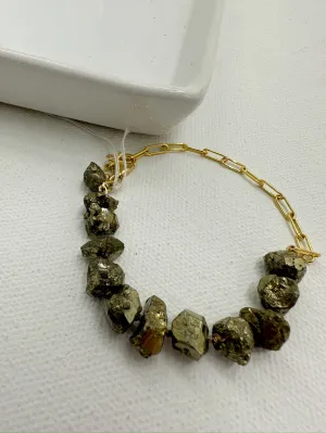 J.Mills Studio- Rough Pyrite Bracelet-Gold