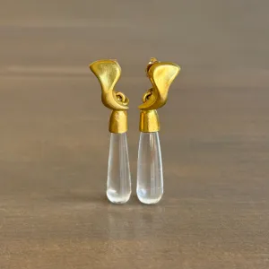 Large Sculptural Rock Crystal Post Earrings