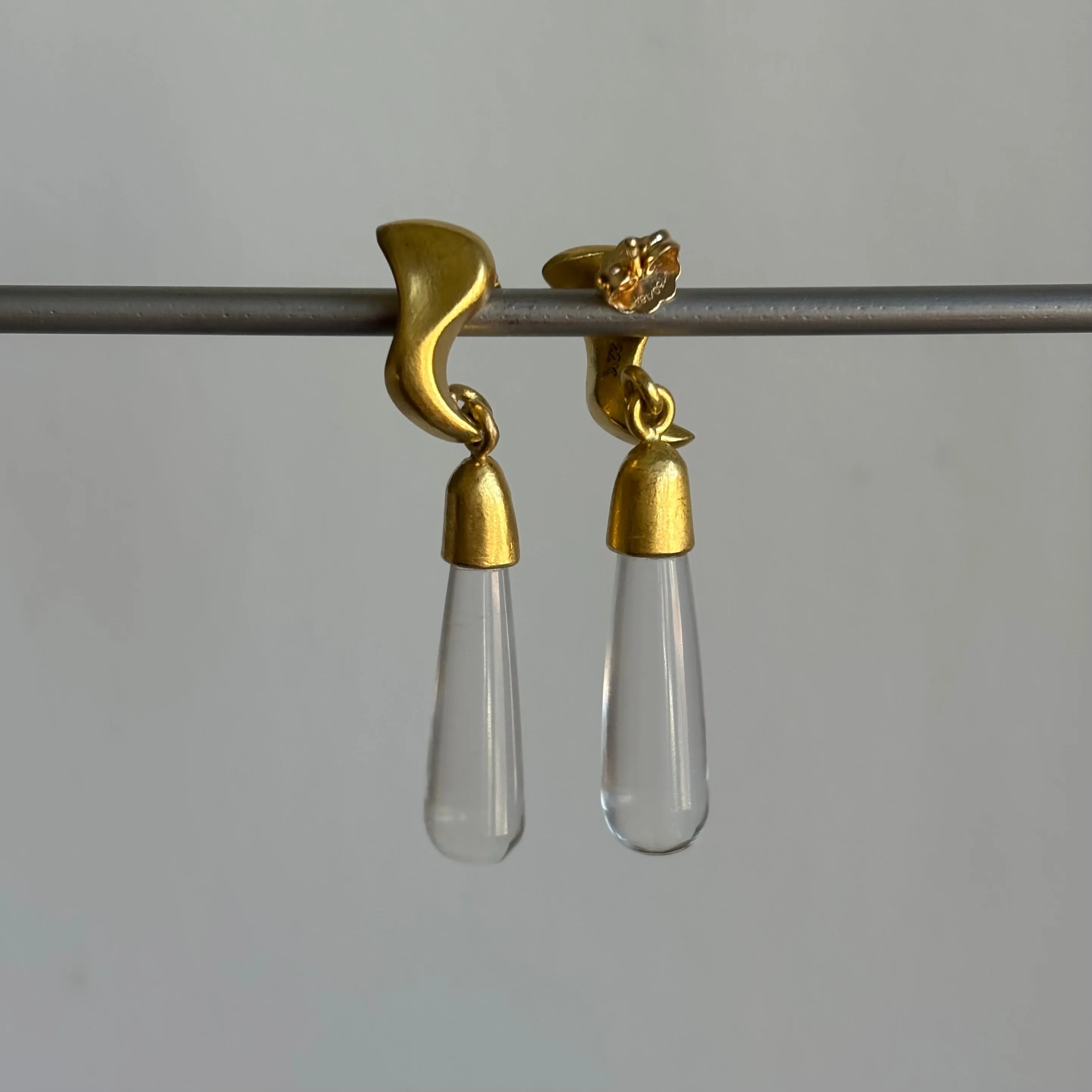 Large Sculptural Rock Crystal Post Earrings