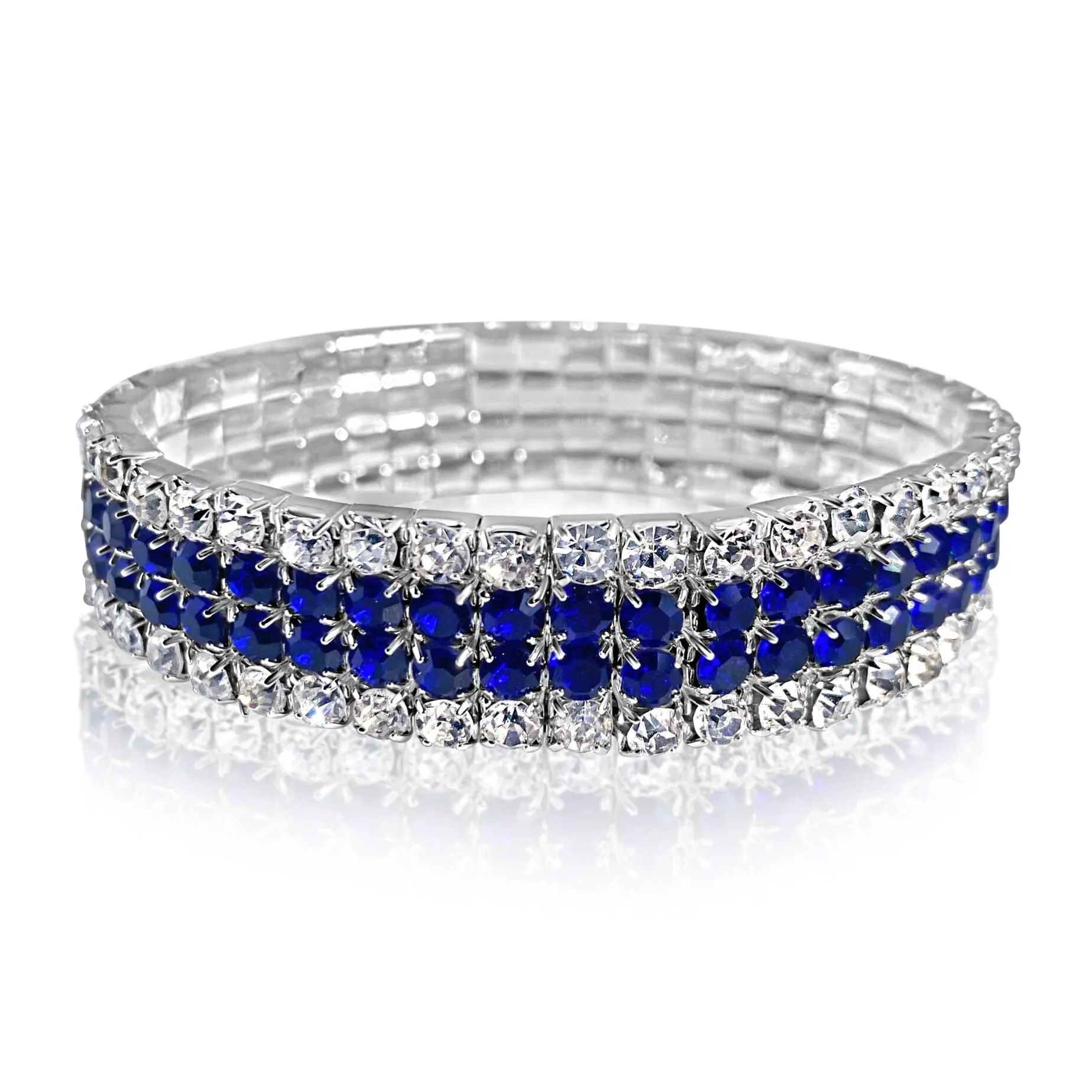 MADISON - clear sapphire 4 row stretch bracelet