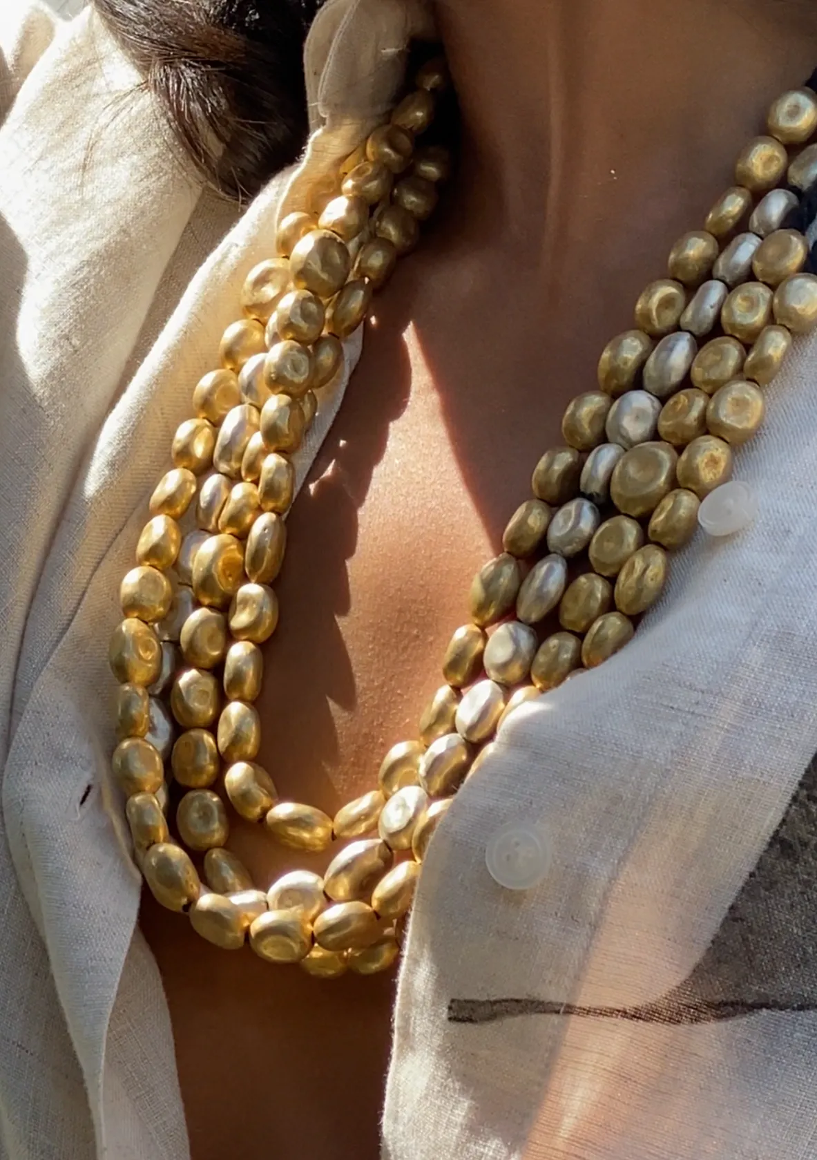 Mahal Beaded Gold Necklace