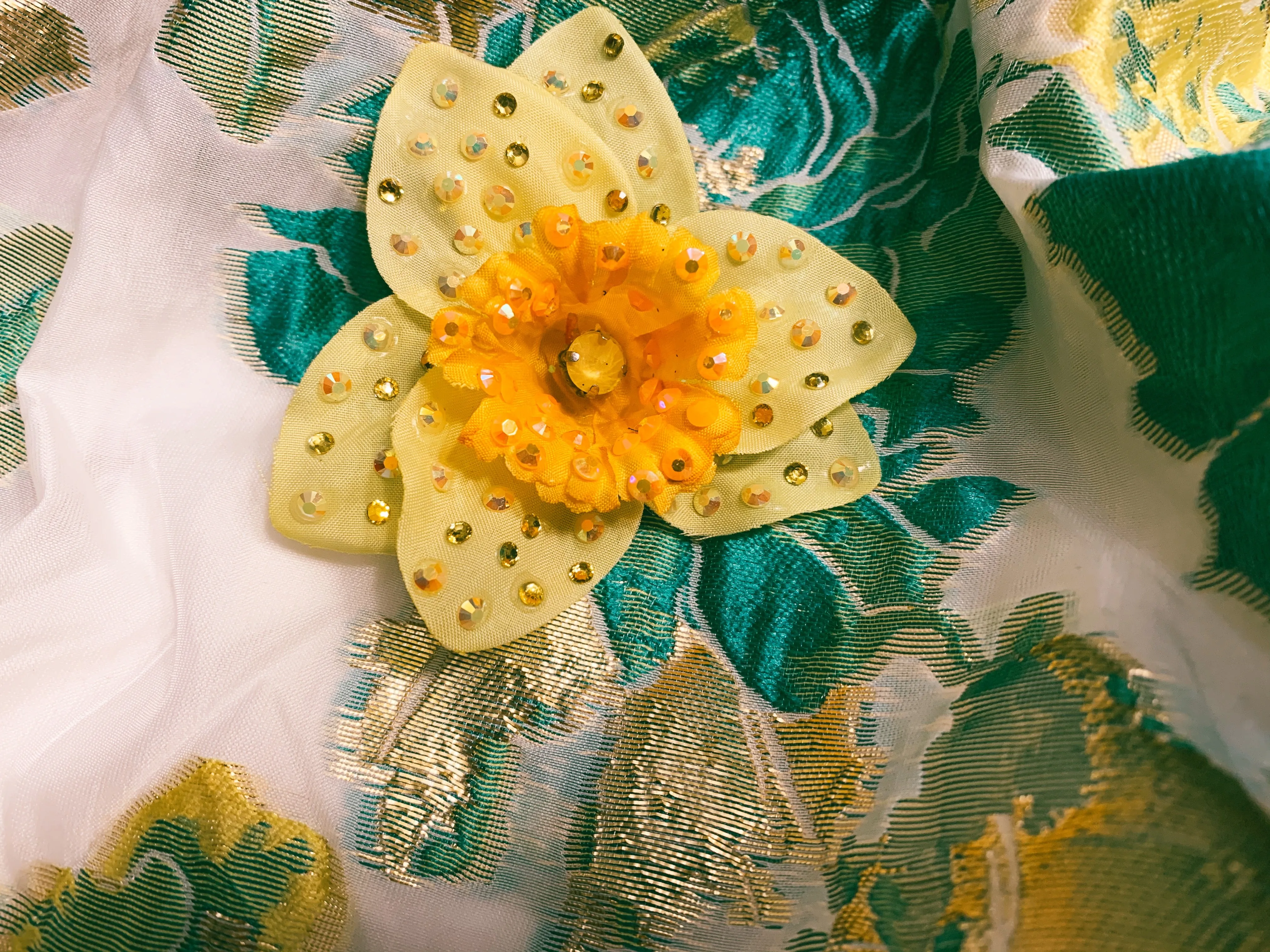 Marie Curie Yellow bejewelled Daffodil Brooch