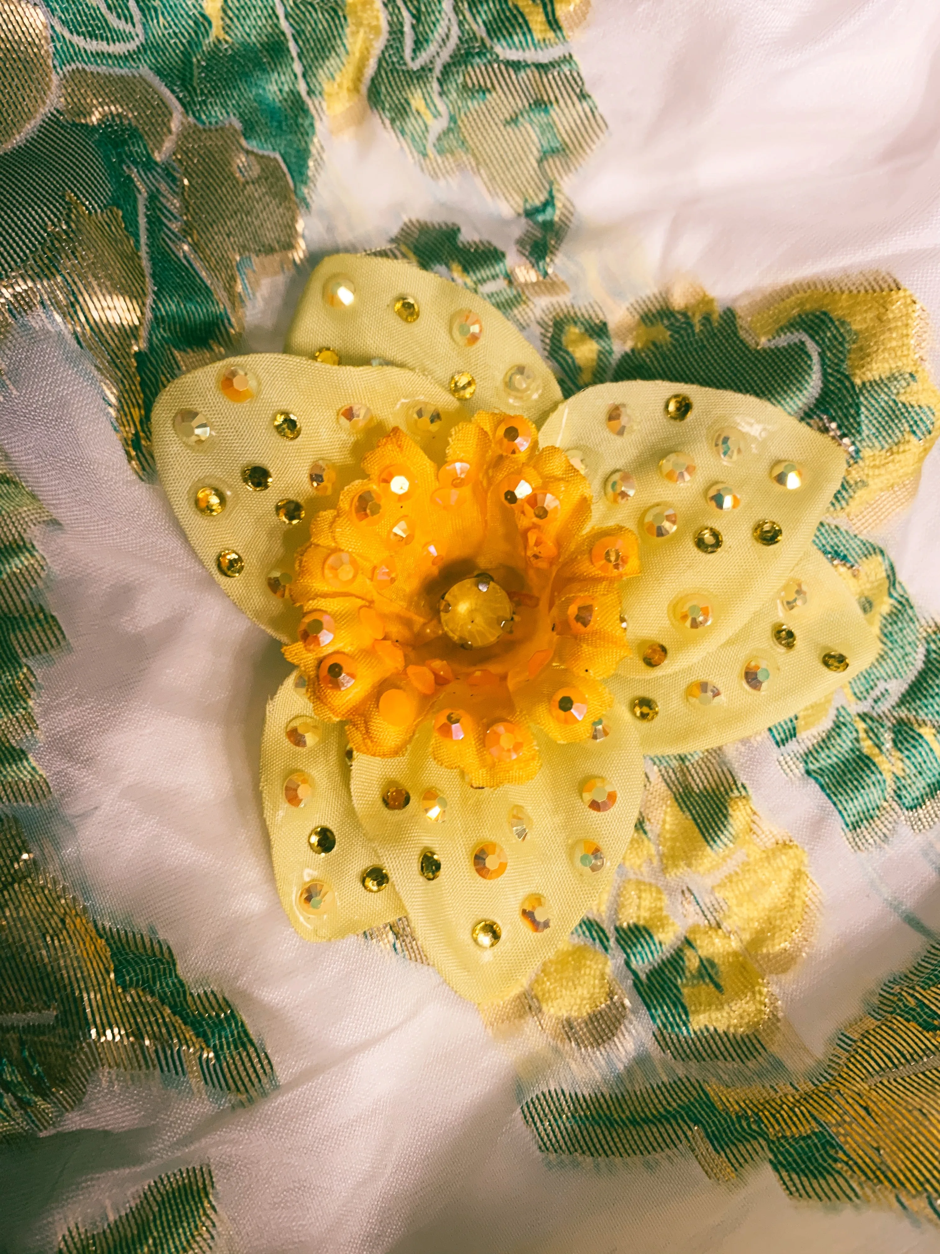 Marie Curie Yellow bejewelled Daffodil Brooch