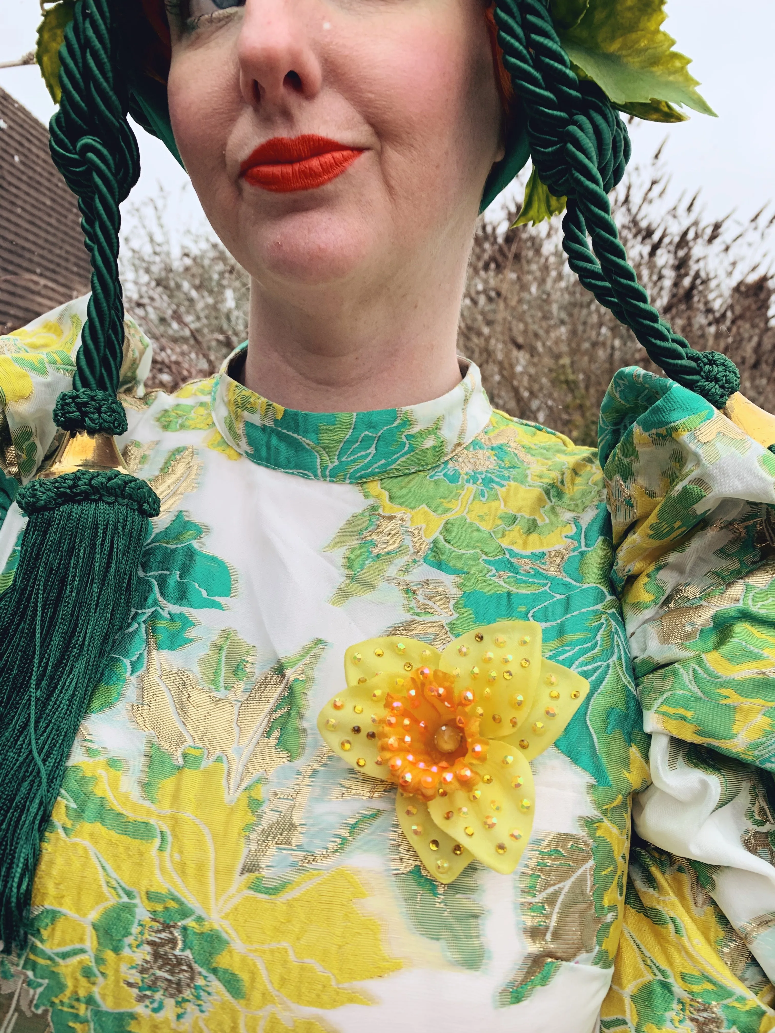 Marie Curie Yellow bejewelled Daffodil Brooch