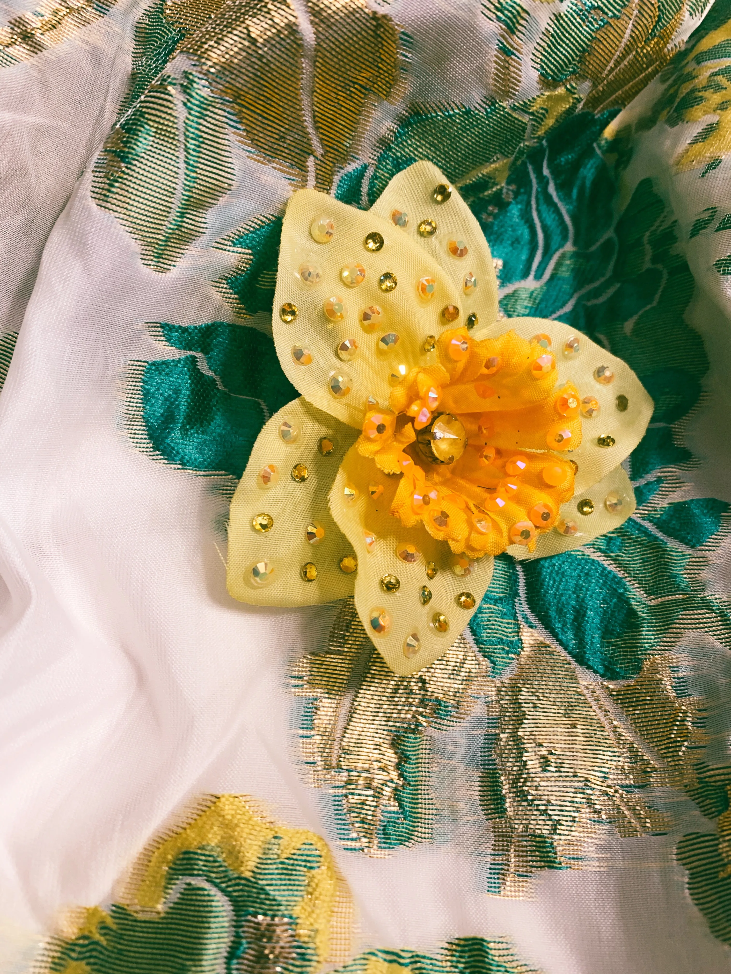 Marie Curie Yellow bejewelled Daffodil Brooch