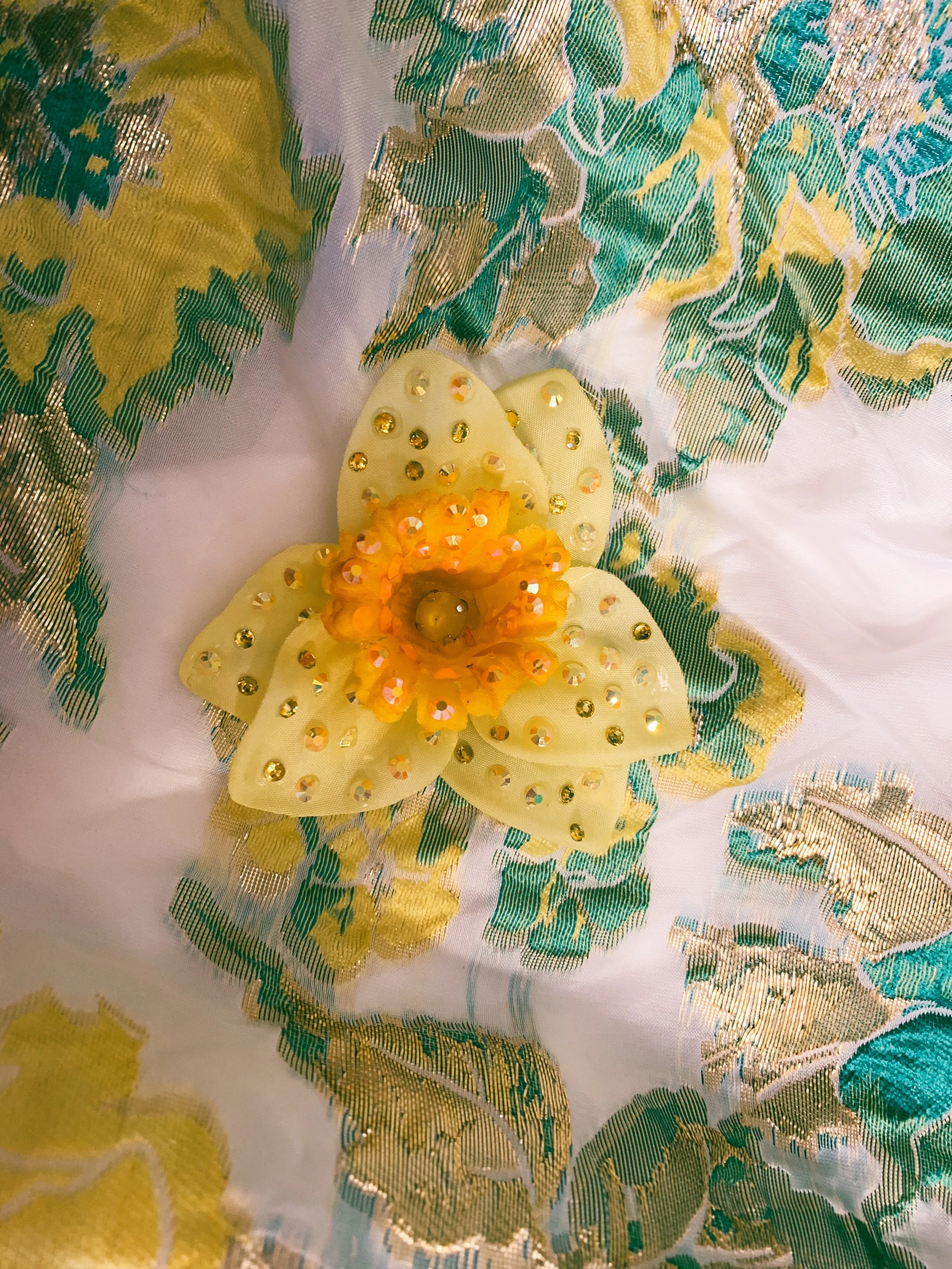 Marie Curie Yellow bejewelled Daffodil Brooch