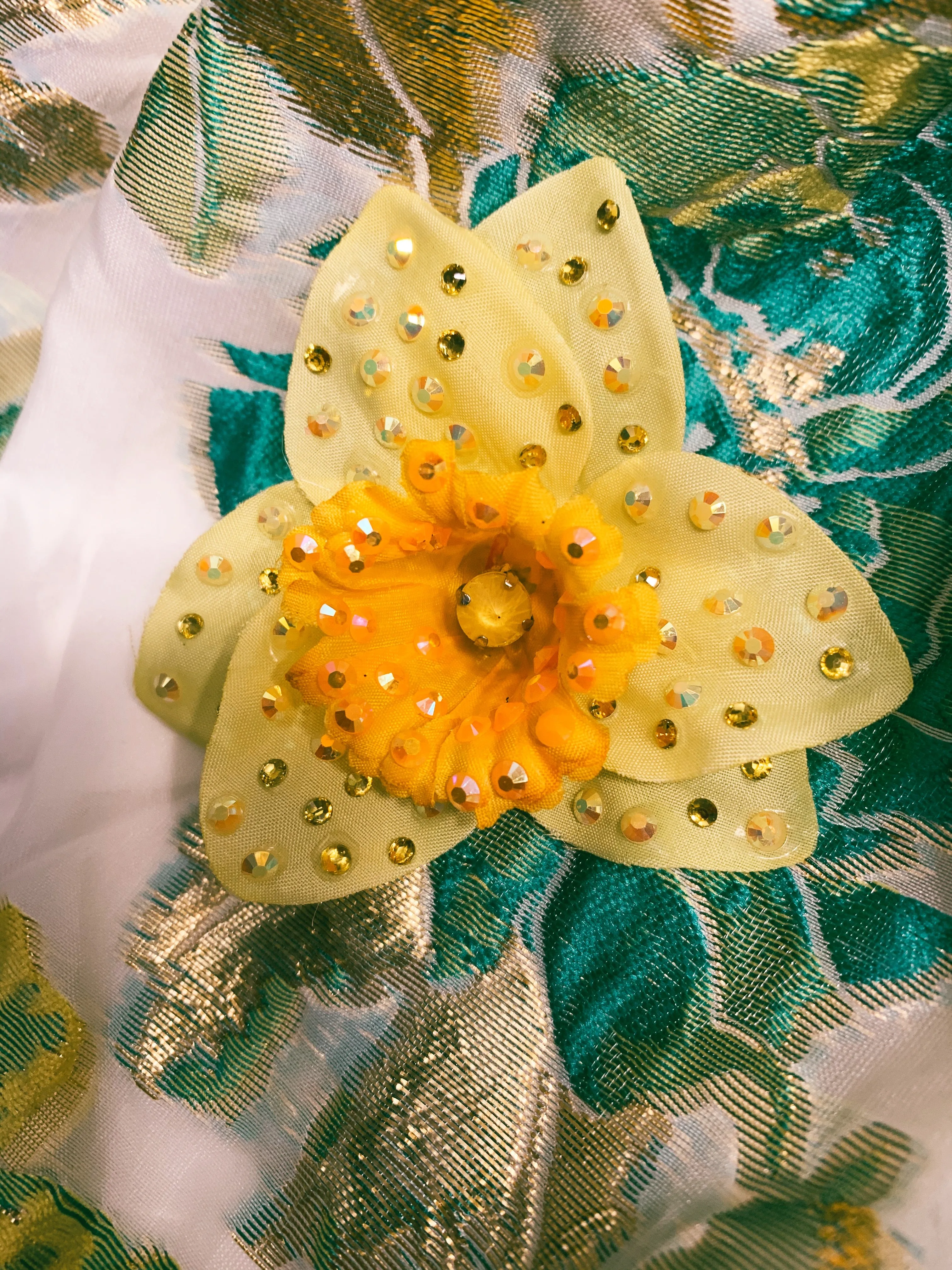 Marie Curie Yellow bejewelled Daffodil Brooch