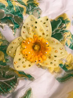 Marie Curie Yellow bejewelled Daffodil Brooch