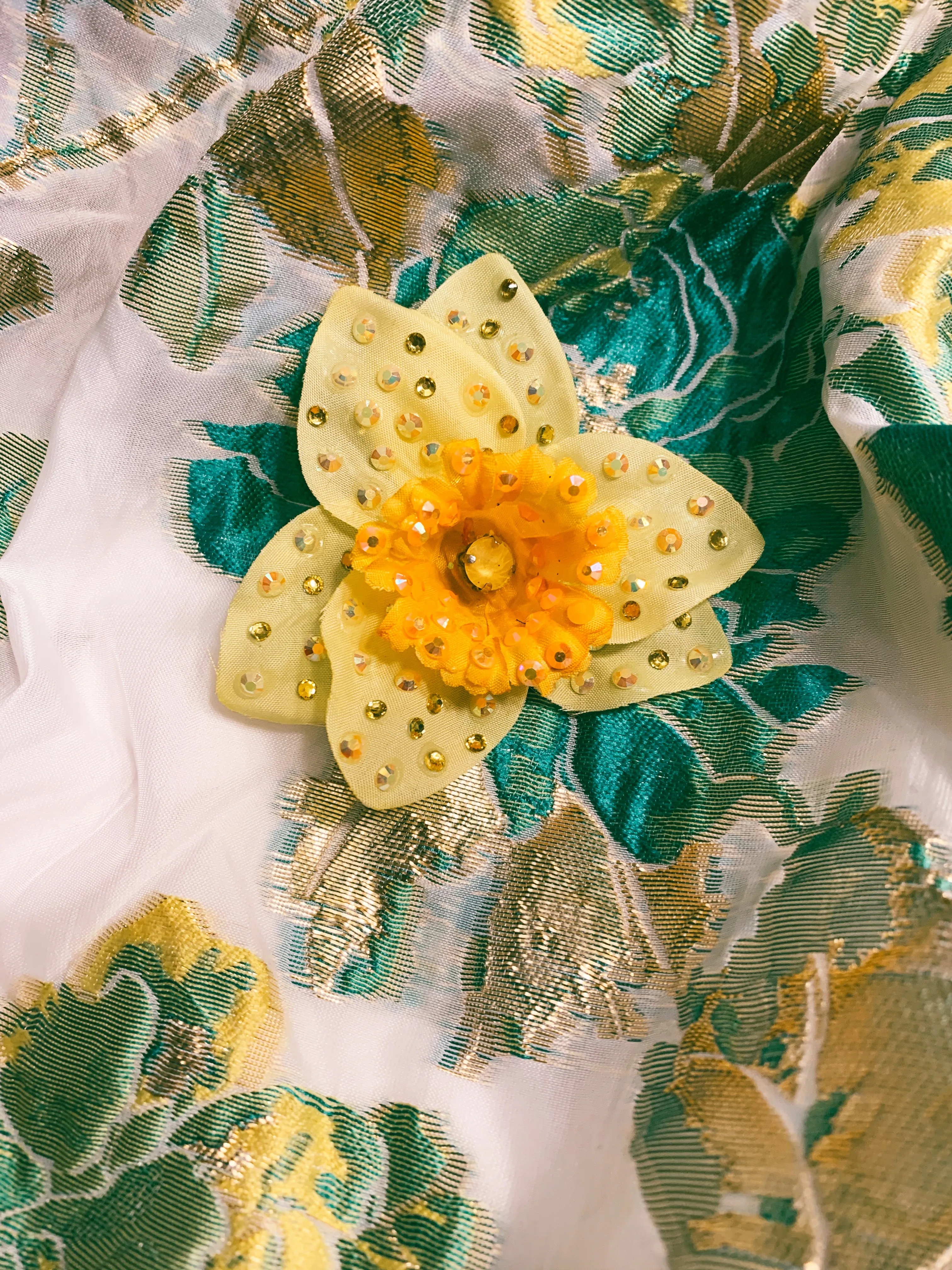 Marie Curie Yellow bejewelled Daffodil Brooch