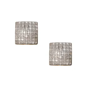 Men's Cushion Micro-Pavé Square Diamond Stud Earrings 0.43ct 10K Yellow Gold