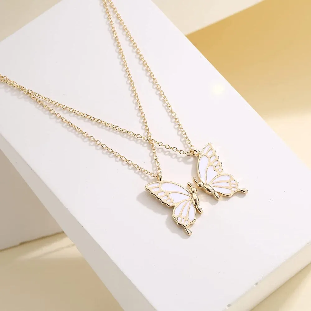 Mother Daughter Butterfly Necklaces, Matching Mommy and Me Butterfly Pendant Necklace Set for 2, Mom Daughter Chain Jewelry, Mother's Day Gift (Gold)