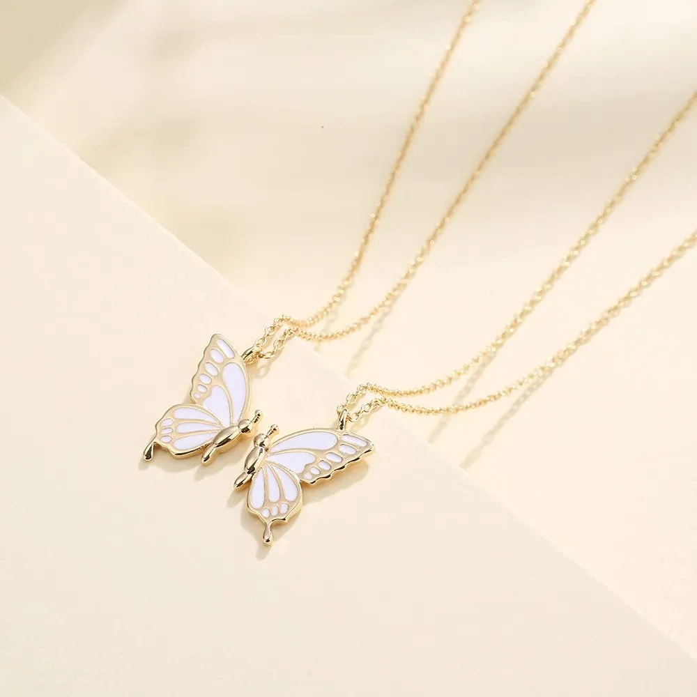 Mother Daughter Butterfly Necklaces, Matching Mommy and Me Butterfly Pendant Necklace Set for 2, Mom Daughter Chain Jewelry, Mother's Day Gift (Gold)