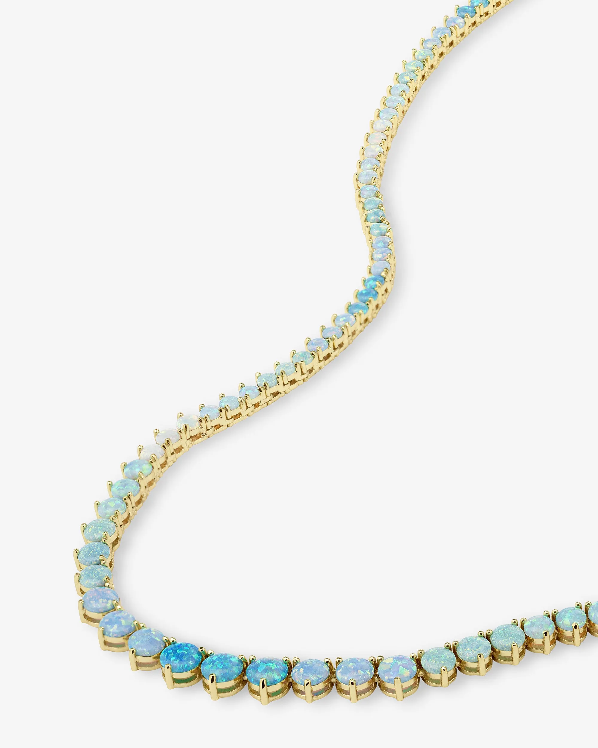 Not Your Basic Graduated Ombré Tennis Necklace 16" - Gold|Blue Opal Ombré