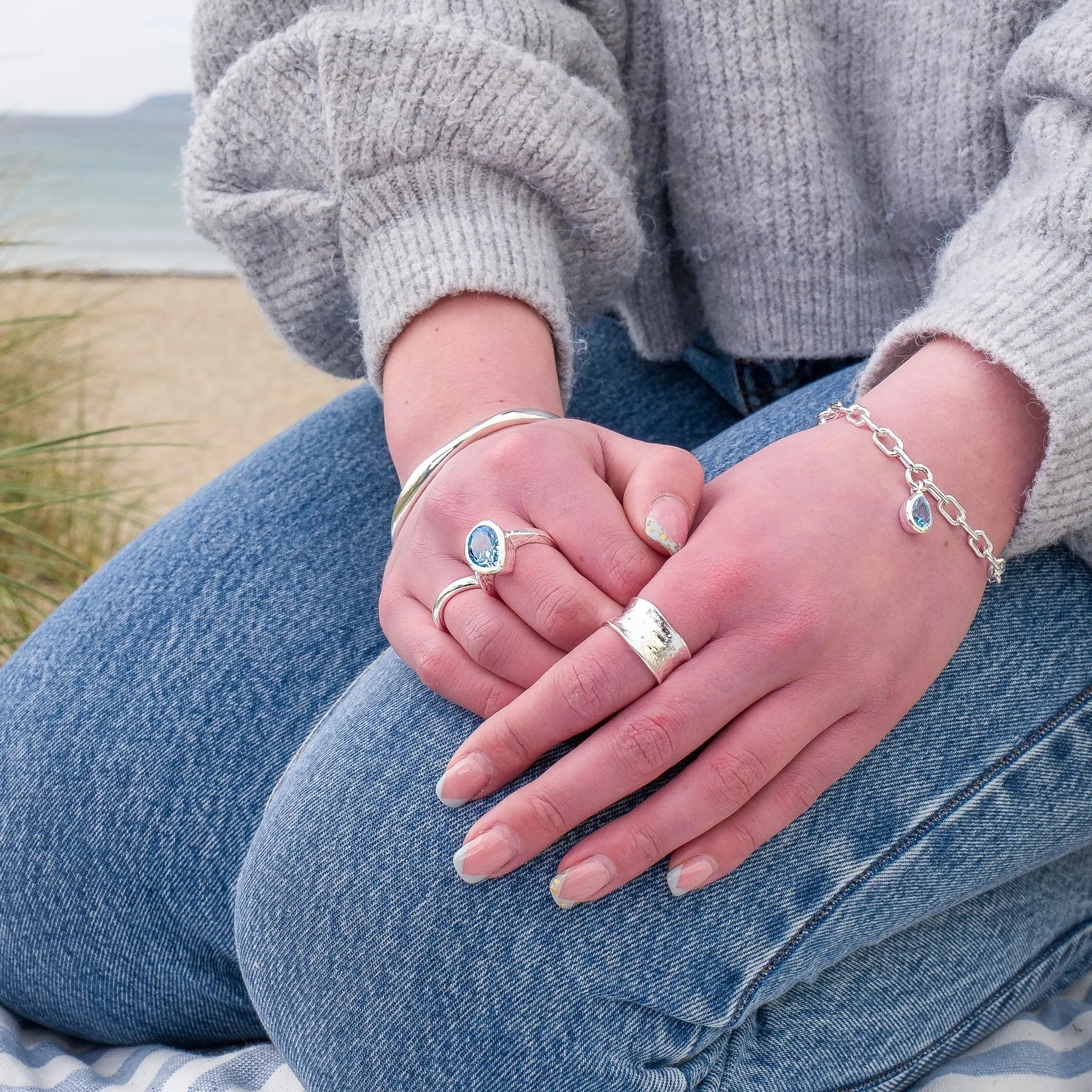 Ocean Droplet Topaz Ring