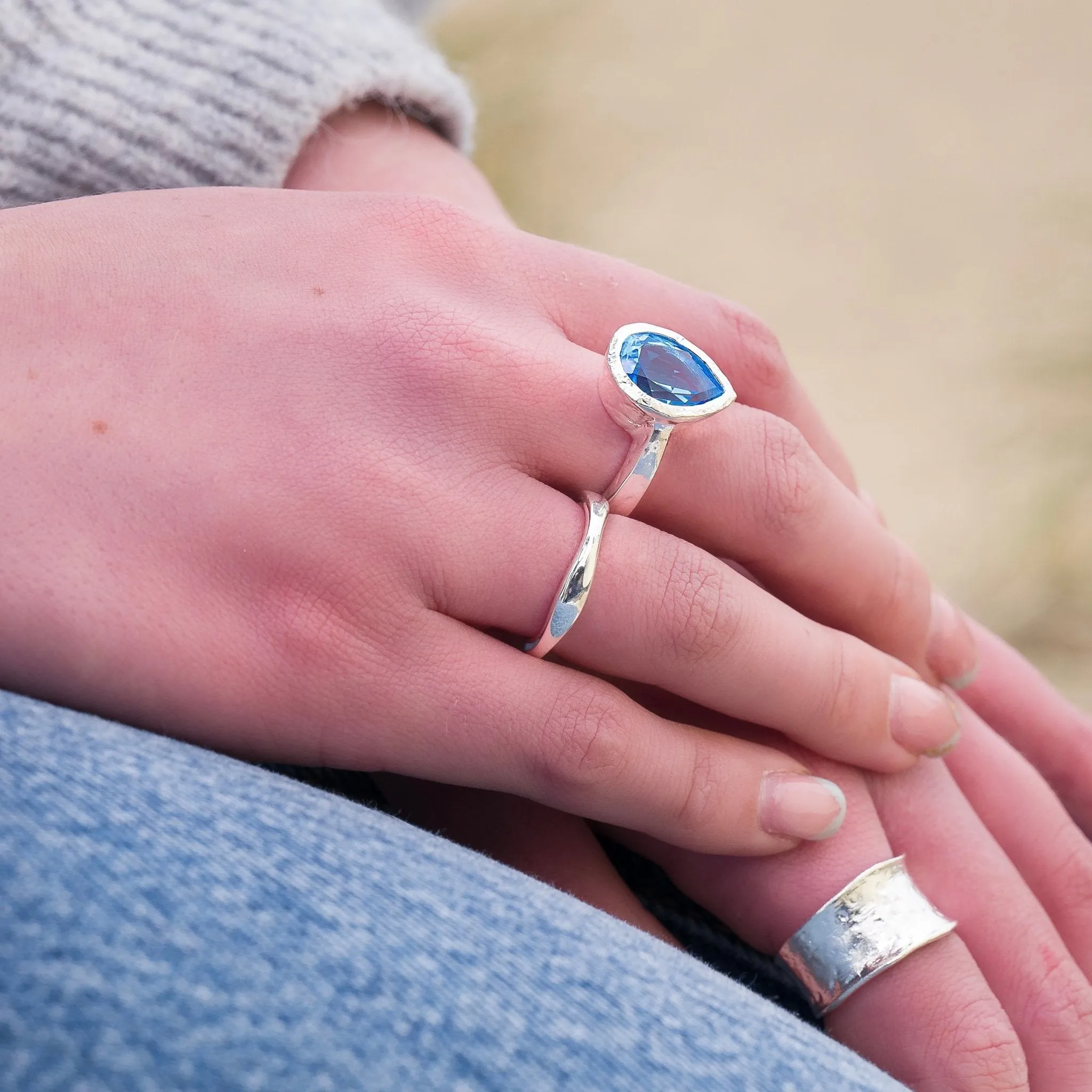 Ocean Droplet Topaz Ring