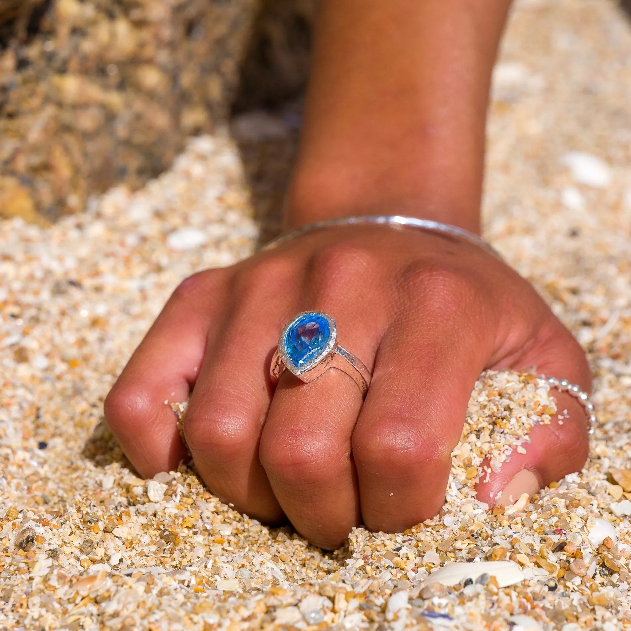 Ocean Droplet Topaz Ring