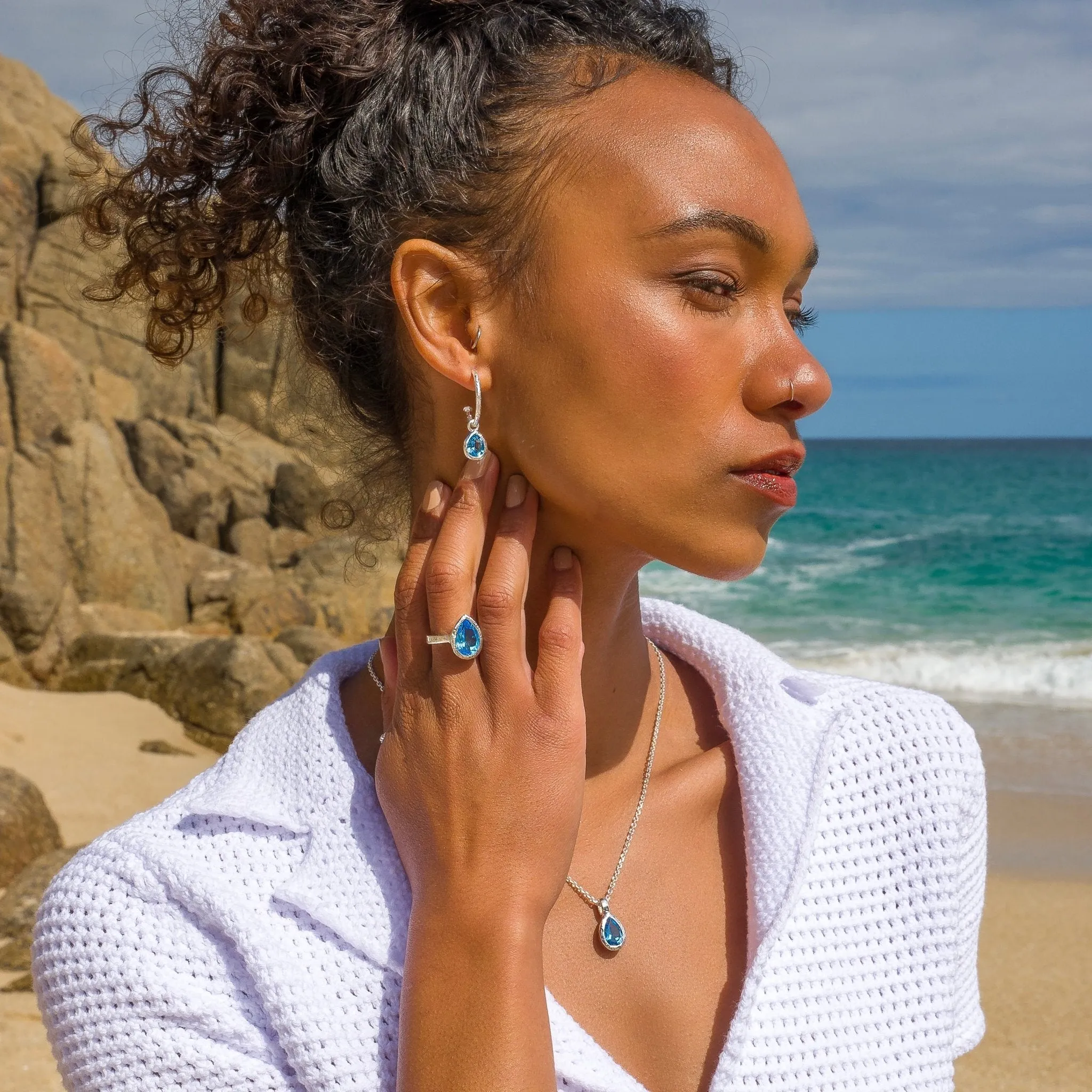 Ocean Droplet Topaz Ring